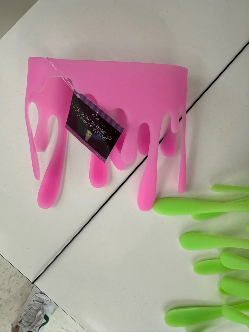 SET OF 2!!! Target Bullseye Green & Pink Glow in the Dark Slime Tumbler Sleeve